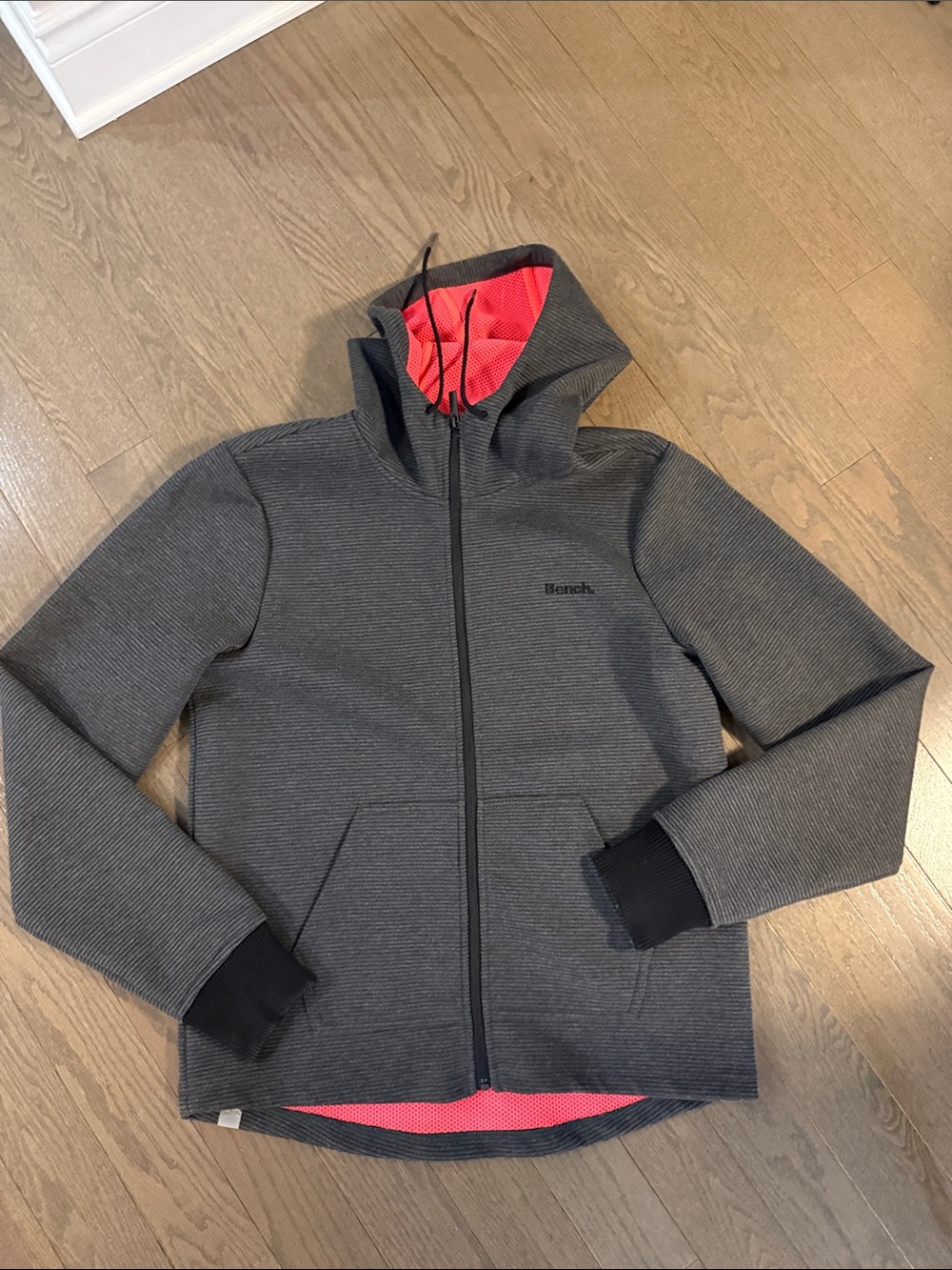 Bench Men’s Grey Zip Hoodie with Orange Lining